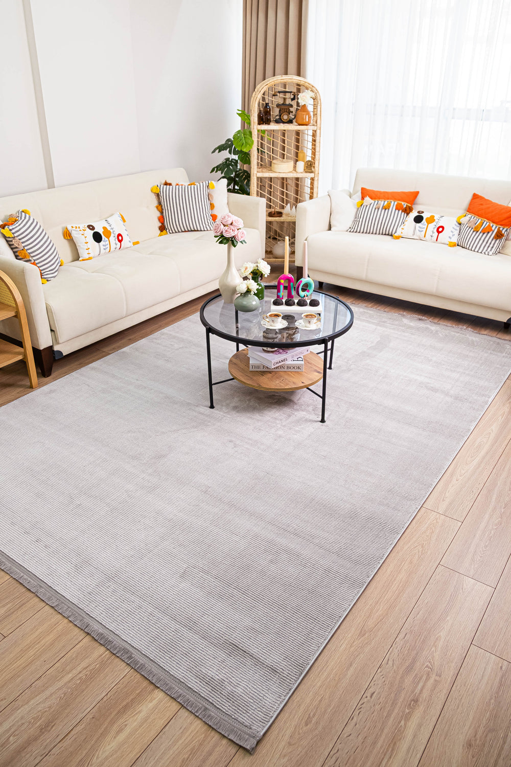 Pera PE 02 Grey Modern Desenli Yumuşak Salon Halısı