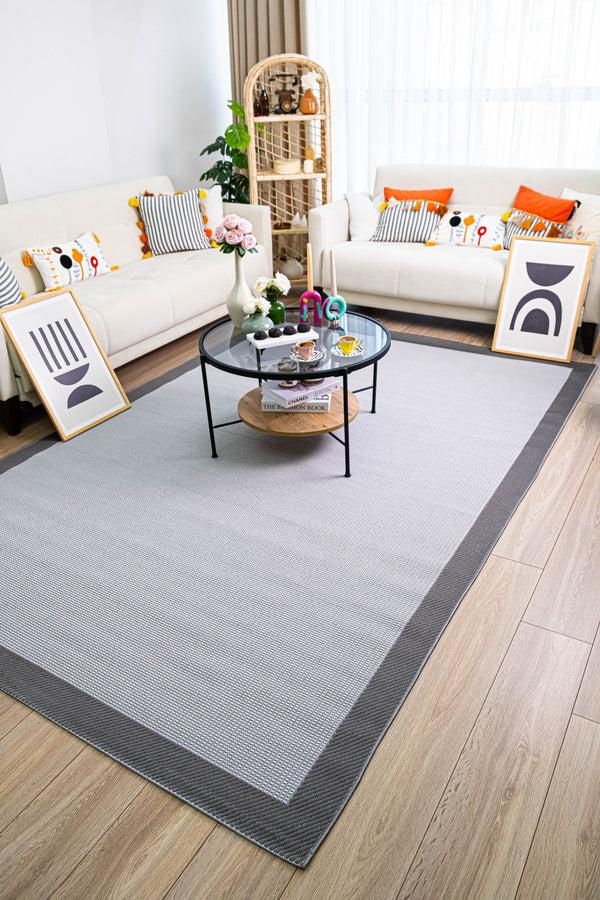 Sisal Modern SSL 04 Anthracite Grey Jüt Kilim